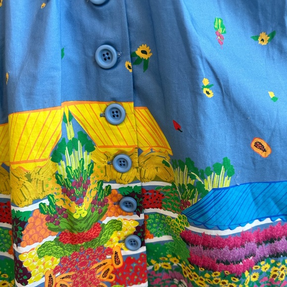 Modcloth Retro Novelty Button down Farmer's Market Design Dress - Picture 3 of 6